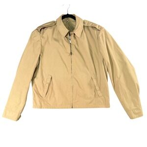 VTG Blauer Tan Chore Jacket 42L USA Made Zip‎ Front Workwear Utility Outerwear